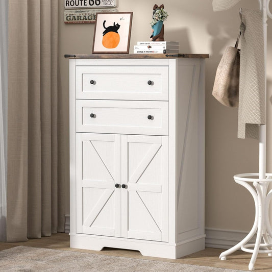 Farmhouse Dresser: Rustic Tall Chest with 2 Drawers