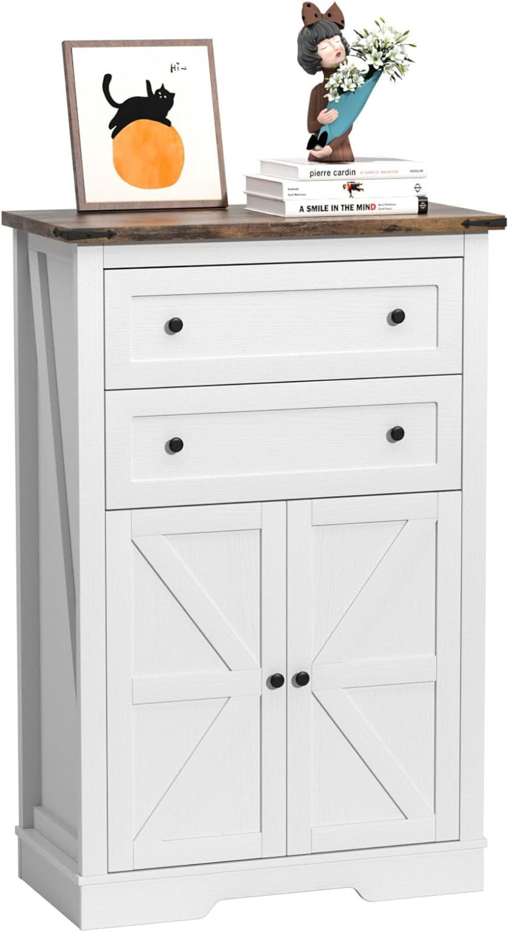 Farmhouse Dresser: Rustic Tall Chest with 2 Drawers
