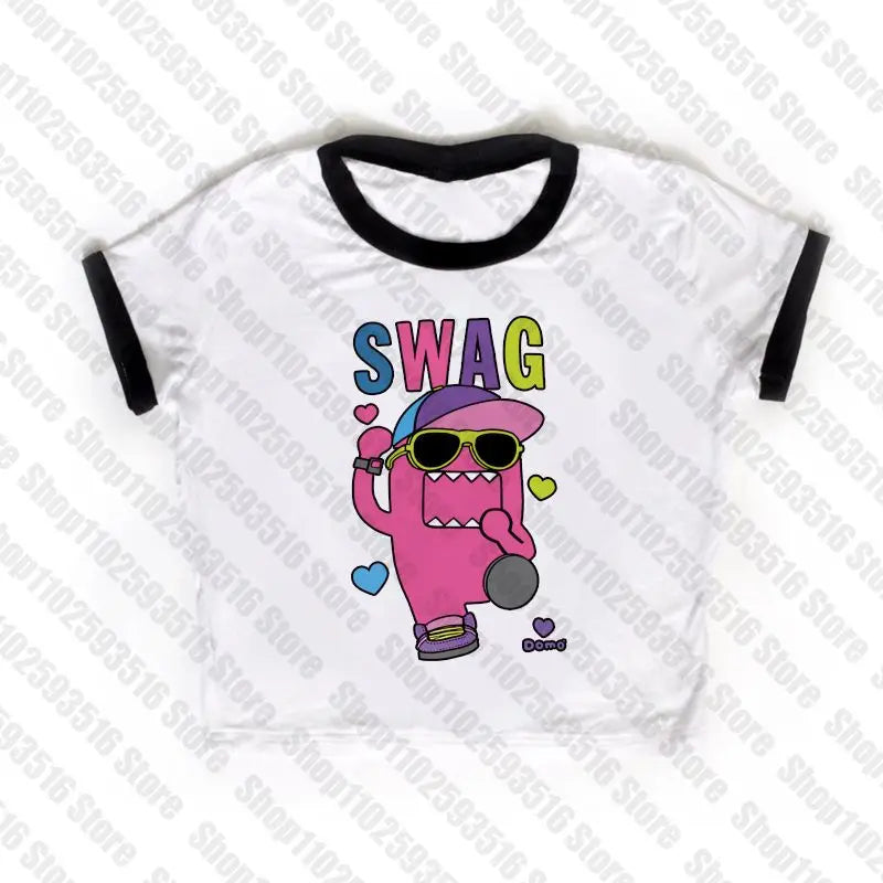 Goth Y2K Crop Tops: Punk Anime Print Grunge T-Shirts