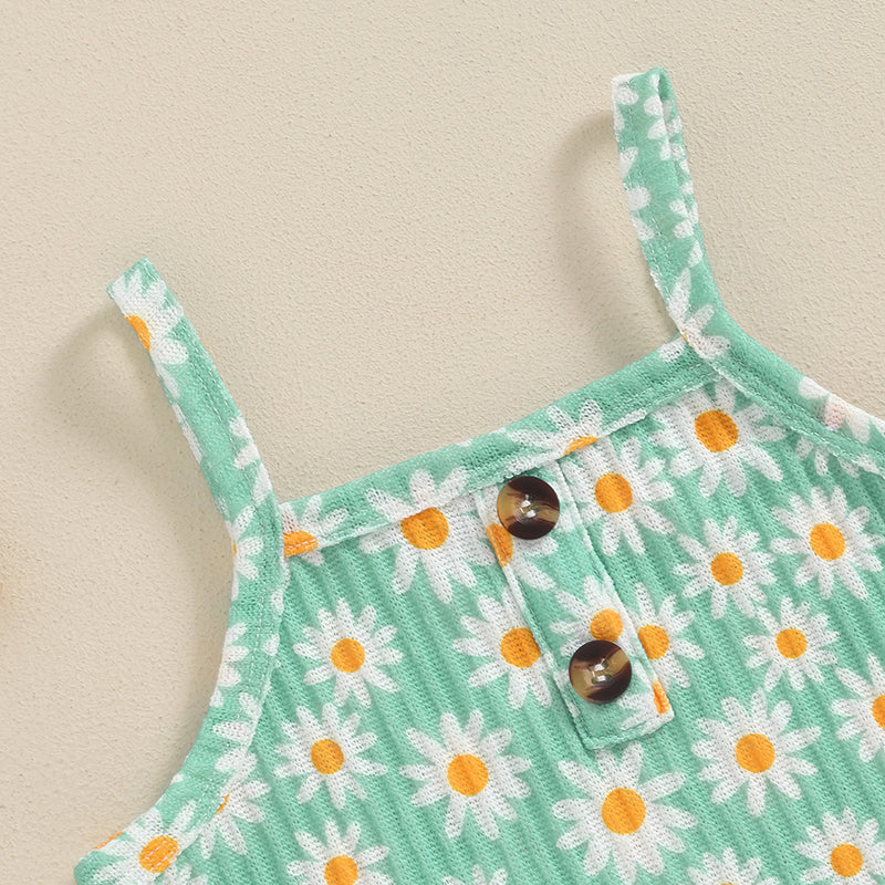 Daisy Print Baby Girls Summer Outfit - 2 Piece Set 1-5T