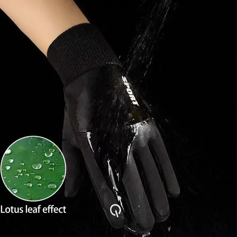 Black Waterproof Winter Cycling Touchscreen Gloves