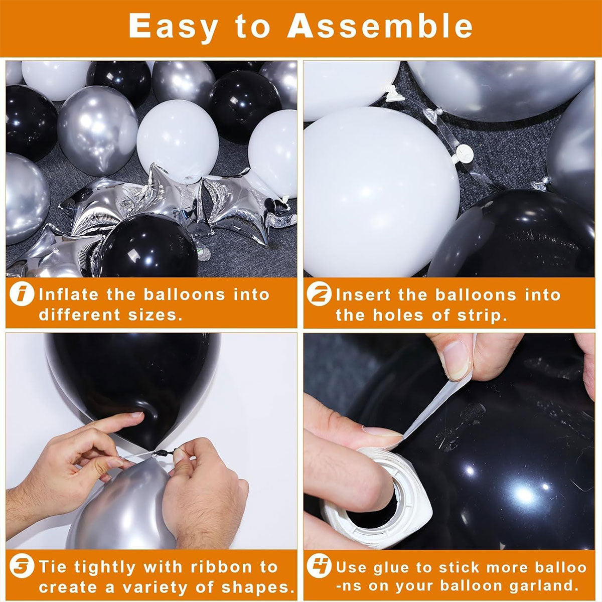 Black Birthday Balloons Kit - 73pcs for Milestone Celebrations