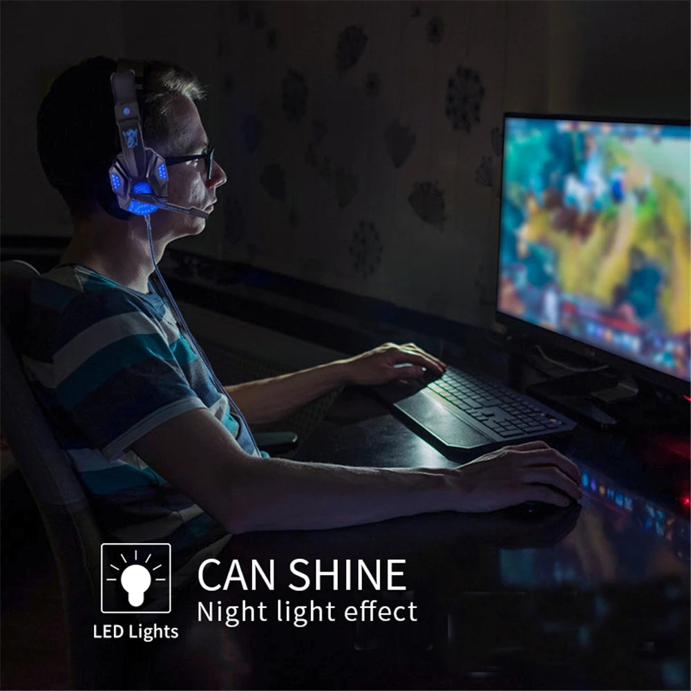 LED Light Gaming Headset - Wired, Noise-Cancelling, Mic
