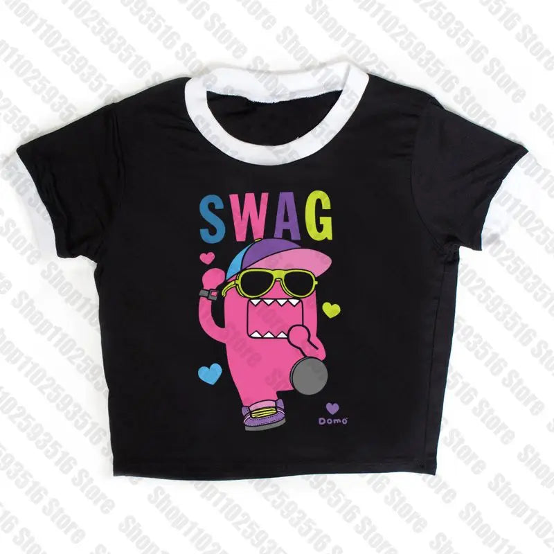 Goth Y2K Crop Tops: Punk Anime Print Grunge T-Shirts