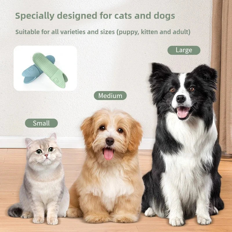 Dog Toothbrush 360° Finger Brush - Food Grade Silicone