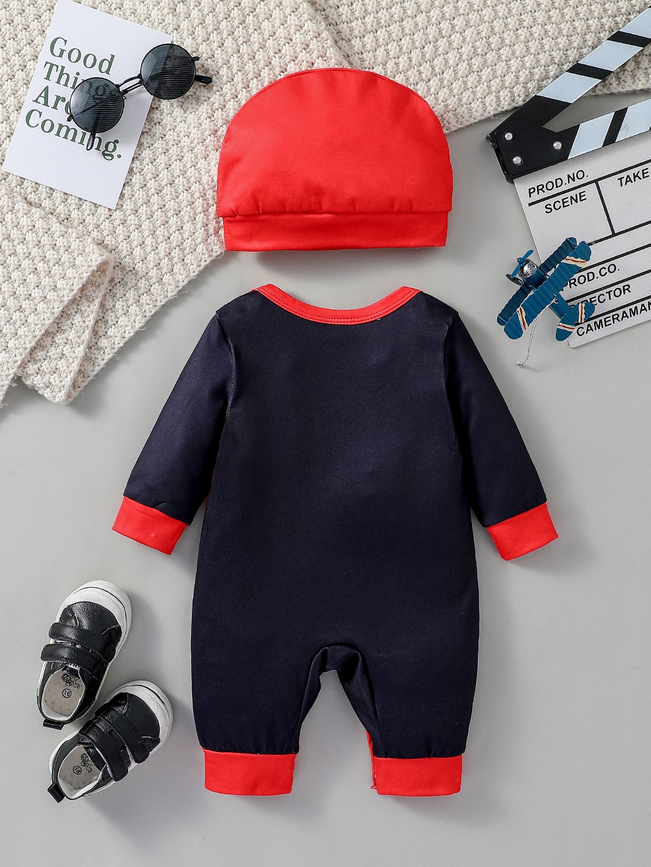 Baby Jumpsuit Set: Spider Cartoon 0-6M with Hat