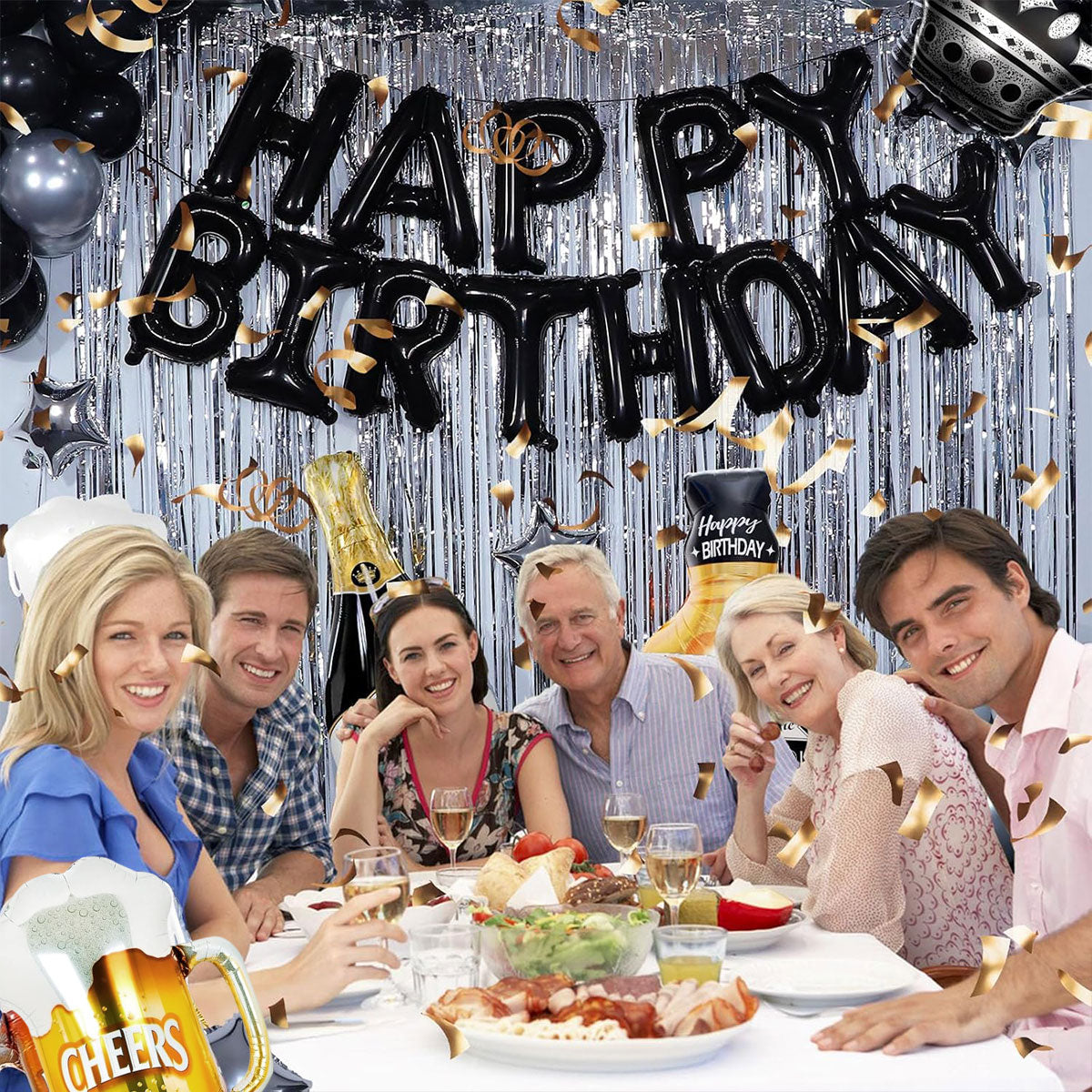 Black Birthday Balloons Kit - 73pcs for Milestone Celebrations