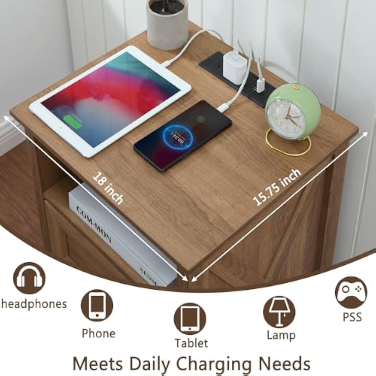 2 Drawer Dresser with Charging Station - Farmhouse Style
