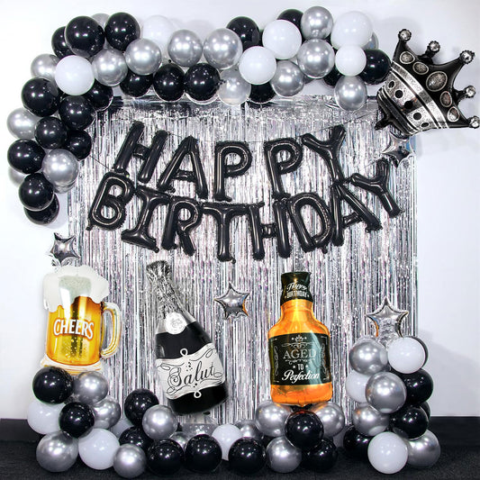 Black Birthday Balloons Kit - 73pcs for Milestone Celebrations