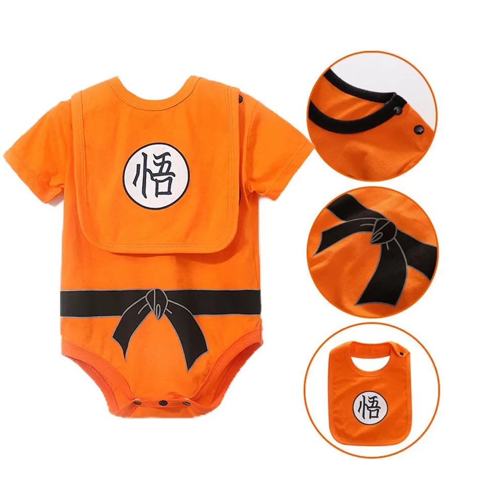 Baby Anime Rompers: Vegeta & Kuririn Cosplay Jumpsuit