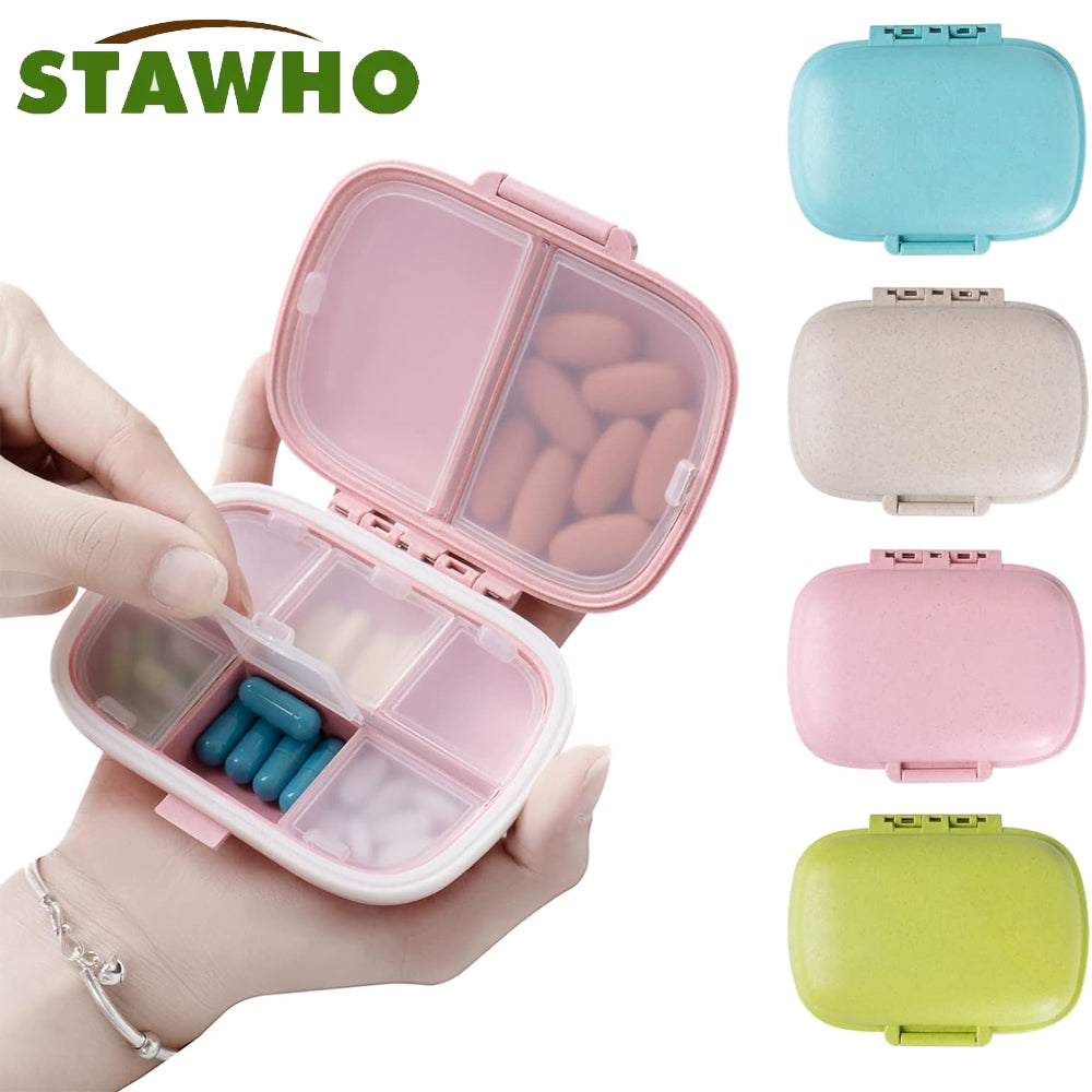 Travel Pill Organizer, 8 Compartments, Moisture-Proof Case