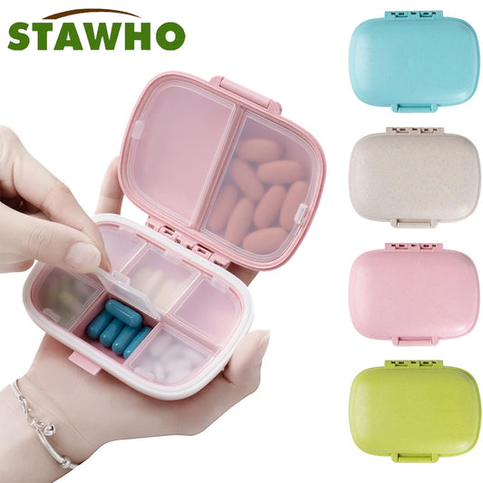 Travel Pill Organizer, 8 Compartments, Moisture-Proof Case
