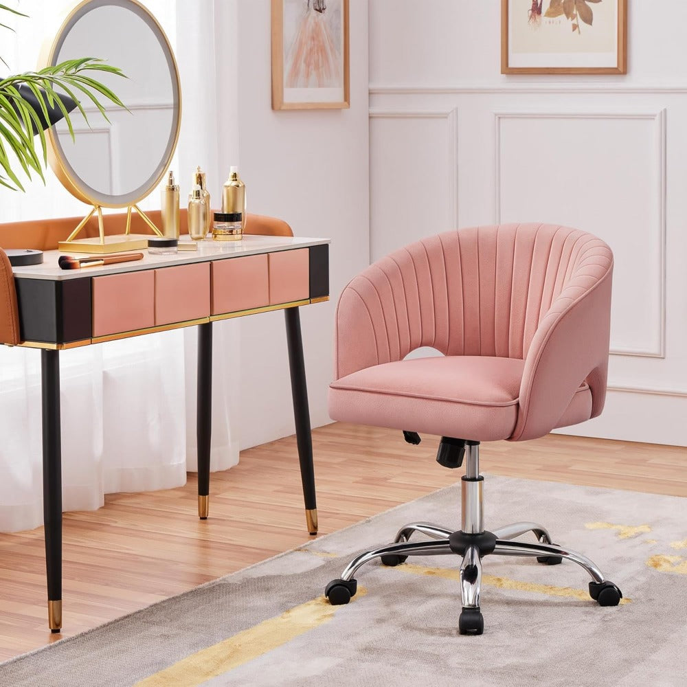 Pink Desk Chair - Cute Swivel Vanity Chair for Home Office