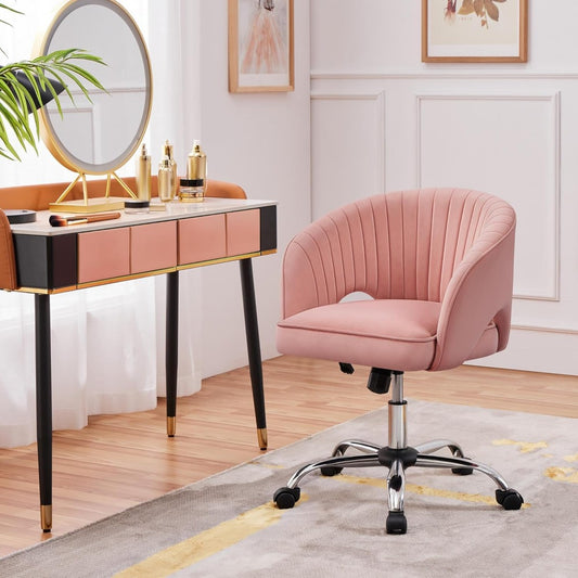 Pink Desk Chair - Cute Swivel Vanity Chair for Home Office