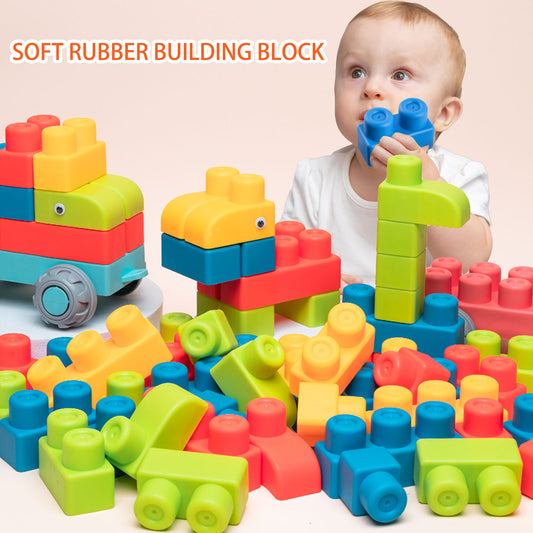 Large Soft Rubber Building Blocks for Kids - Chewable & Safe