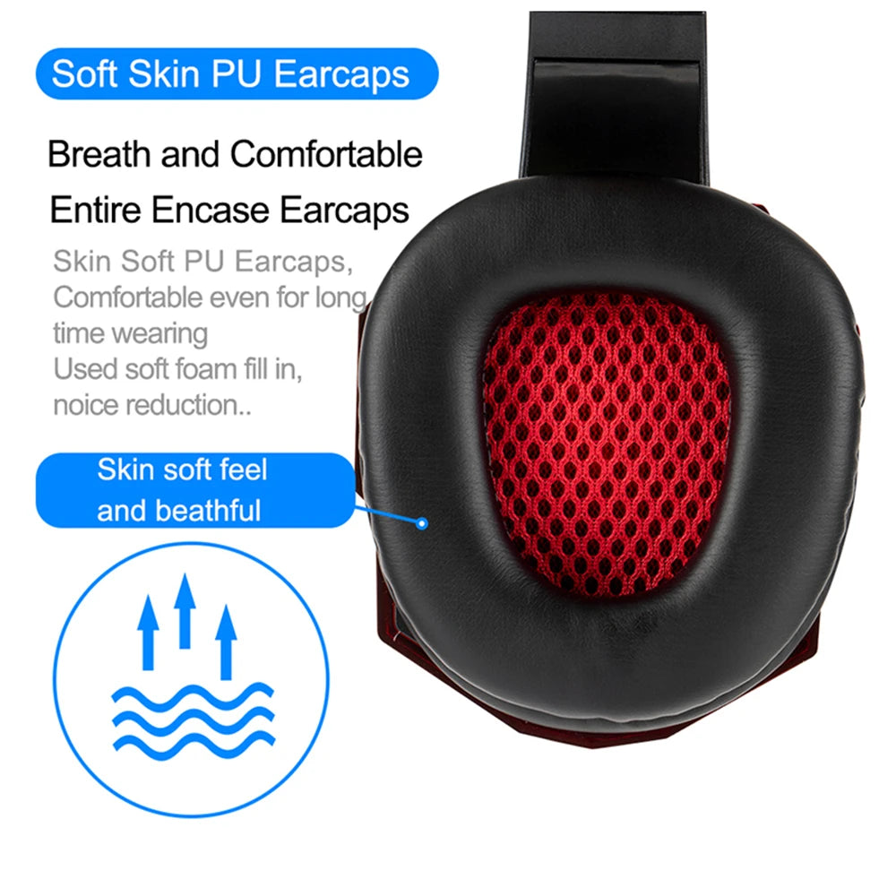 LED Light Gaming Headset - Wired, Noise-Cancelling, Mic