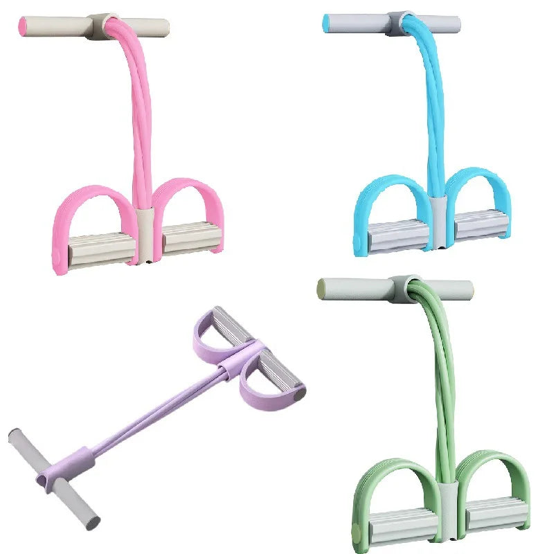 Resistance Bands 4 Tube Latex Pedal Exerciser for Fitness