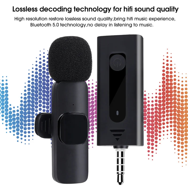 Wireless Lavalier Mic Bluetooth 5.0 for Camera & Smartphone
