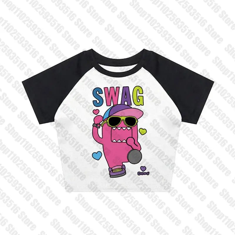 Goth Y2K Crop Tops: Punk Anime Print Grunge T-Shirts