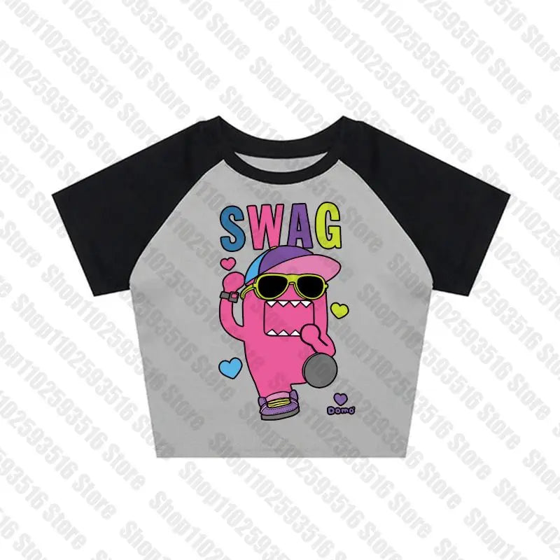 Goth Y2K Crop Tops: Punk Anime Print Grunge T-Shirts