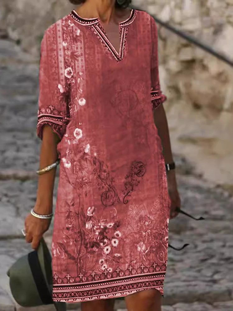 Ethnic Print V-Neck Dress - Sexy Spring Summer Style