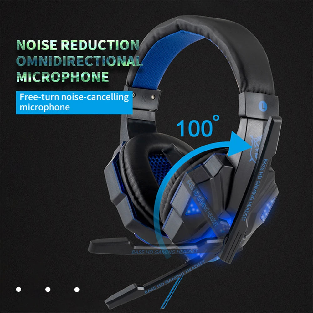 LED Light Gaming Headset - Wired, Noise-Cancelling, Mic