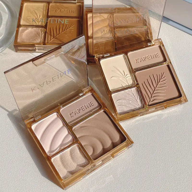 Matte Highlighter & Bronzer Palette - 4 Colors, Long-Lasting