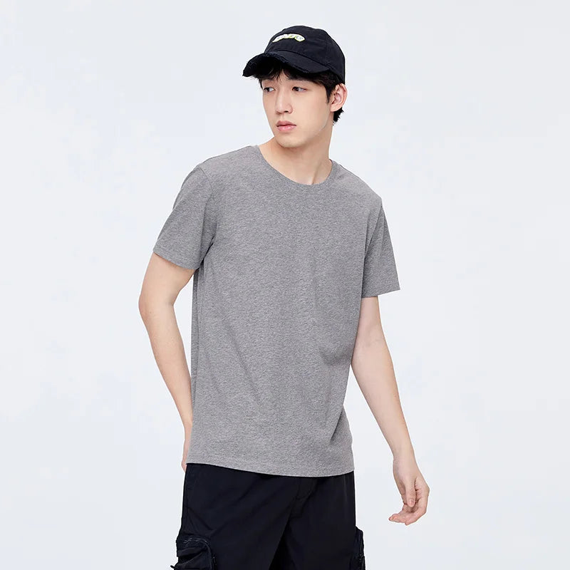Men's Summer Cotton T-Shirts 2024 - O Neck Stretch Solid