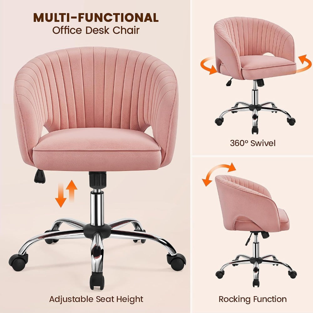 Pink Desk Chair - Cute Swivel Vanity Chair for Home Office