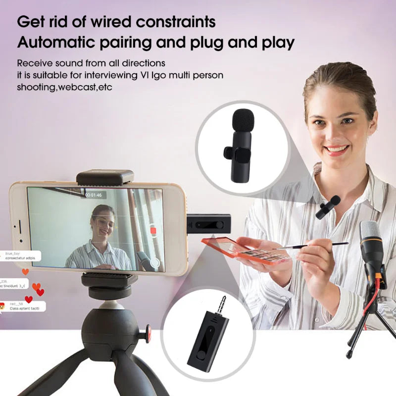 Wireless Lavalier Mic Bluetooth 5.0 for Camera & Smartphone