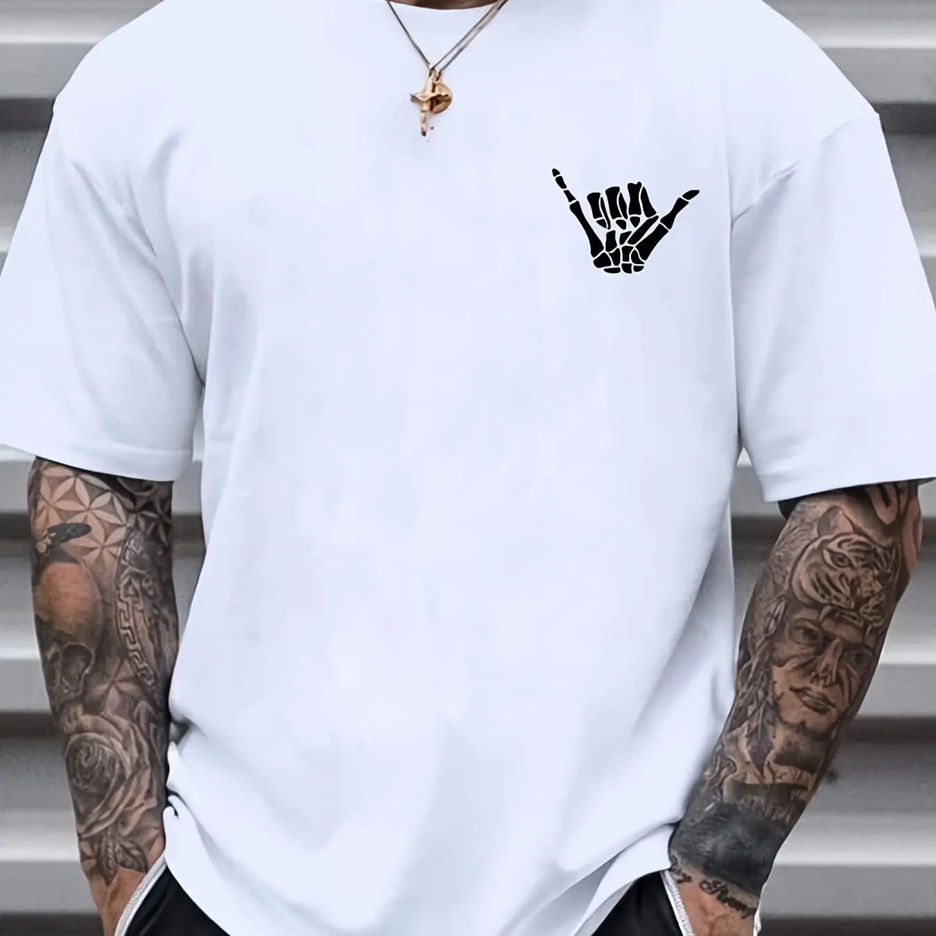 Mens Rock & Roll Graphic Tee - Casual Crew Neck T-Shirt