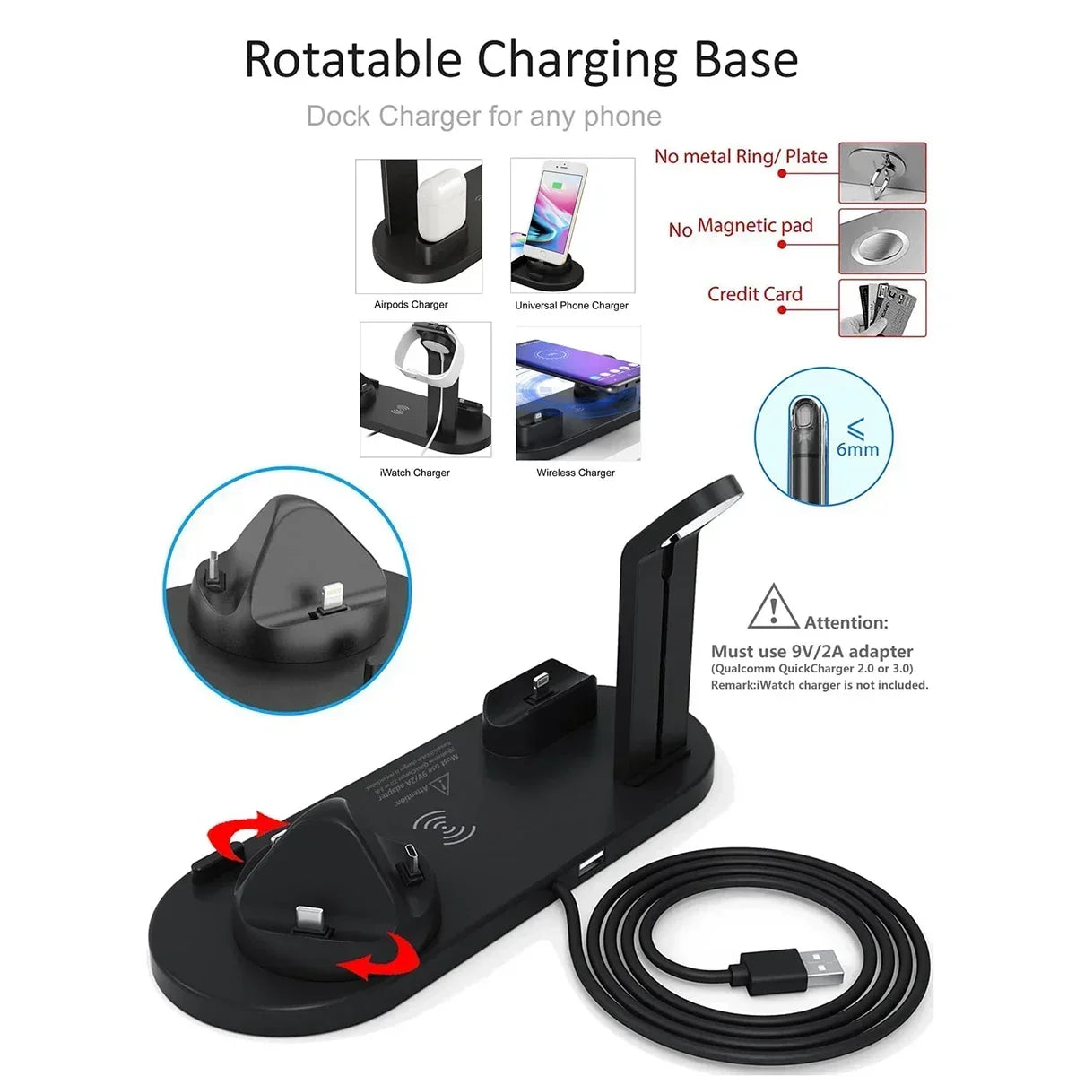 100W Wireless Charger Stand for iPhone & Apple Watch Fast Dock