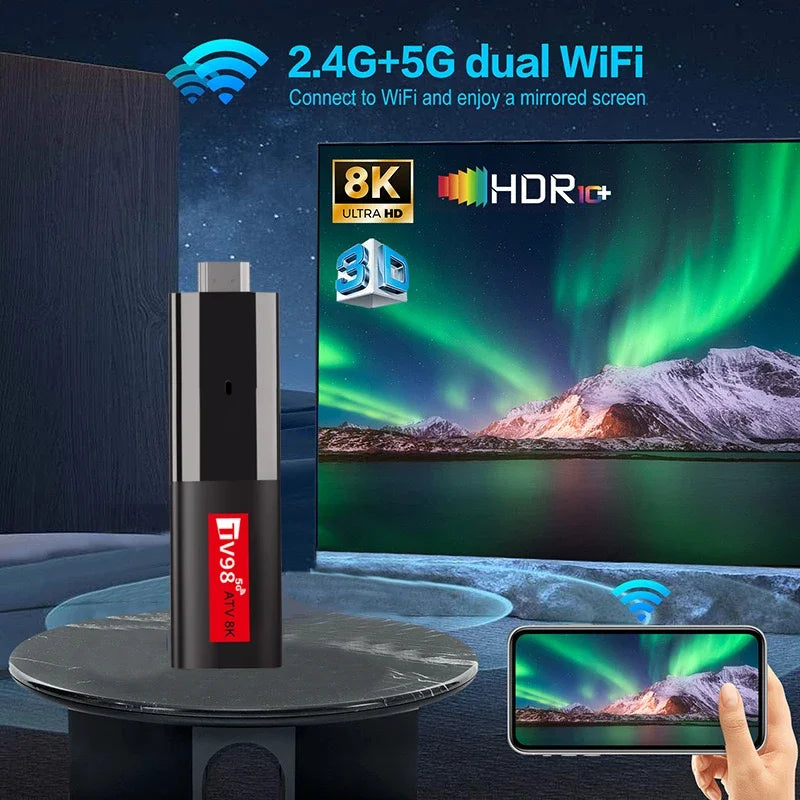 8K Android 14 TV Stick: HDR, WiFi 2.4/5G Streaming Box