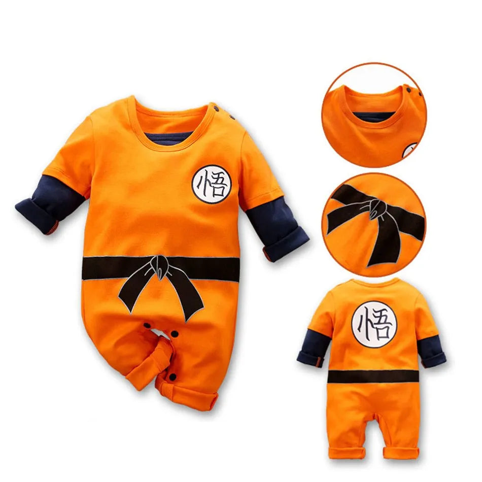 Baby Anime Rompers: Vegeta & Kuririn Cosplay Jumpsuit