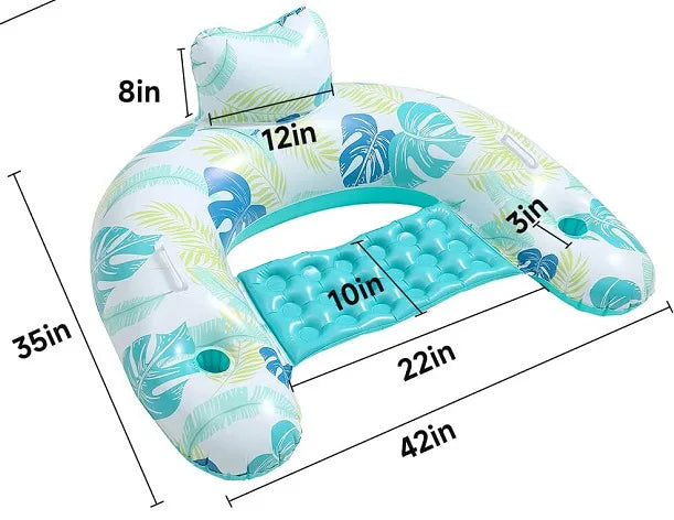 Water Hammock Sunshade Inflatable Lounge Chair for Adults