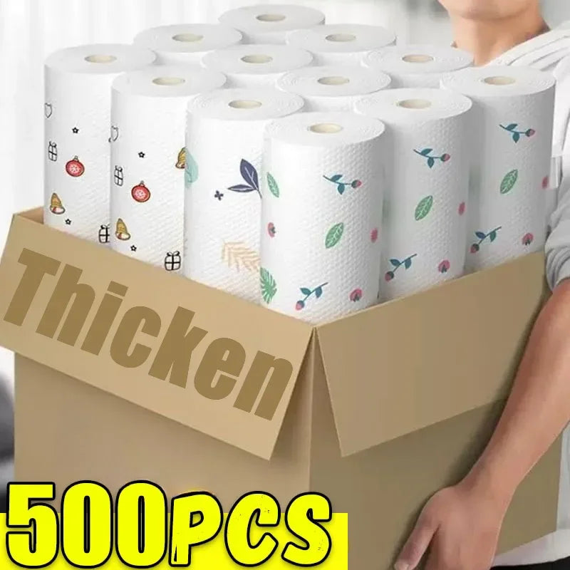 Reusable Kitchen Rags - 500/50pcs Non-Woven Cleaning Cloths