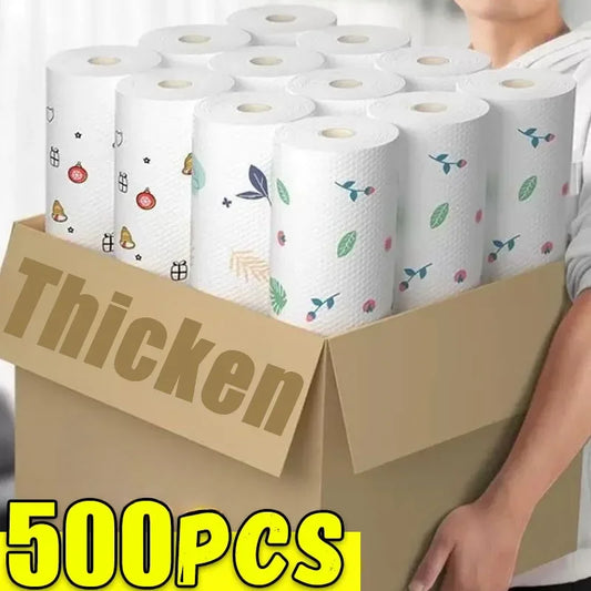 Reusable Kitchen Rags - 500/50pcs Non-Woven Cleaning Cloths
