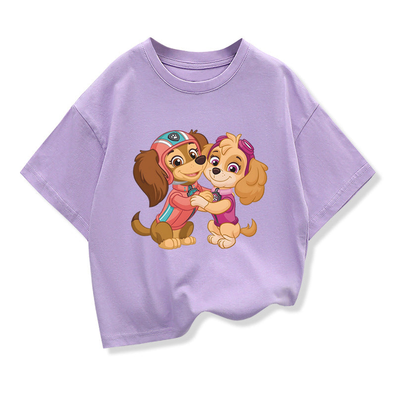 Paw Patrol Girls' Summer Cotton Tees - Fun Cartoon T-Shirts