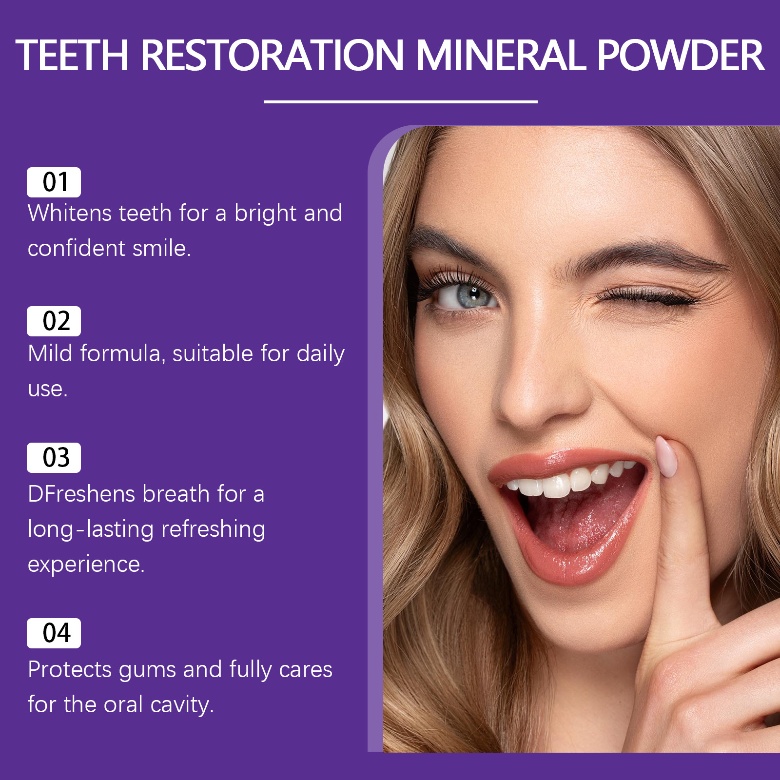 Teeth Whitening Mineral Powder - Stain Remover & Fresh Breath