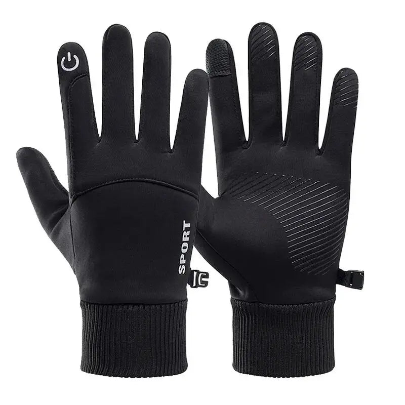 Black Waterproof Winter Cycling Touchscreen Gloves