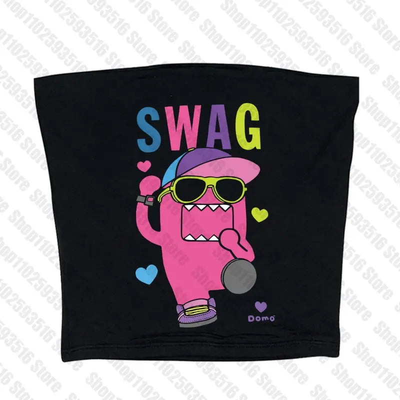 Goth Y2K Crop Tops: Punk Anime Print Grunge T-Shirts