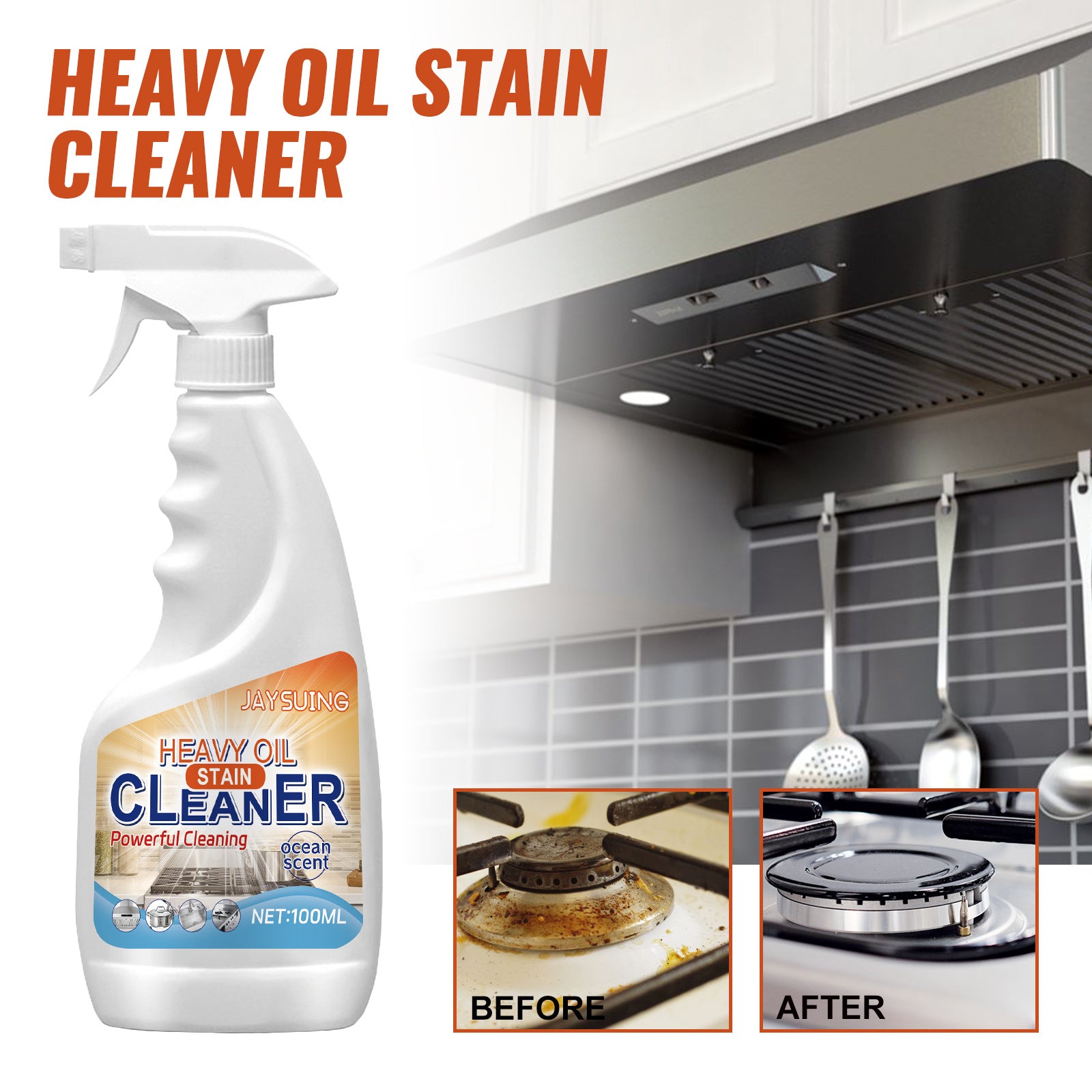 Heavy Oil Stain Remover Spray for Kitchens & Grills