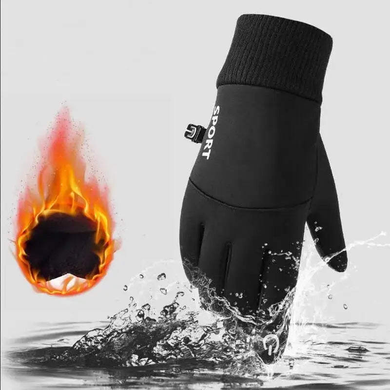 Black Waterproof Winter Cycling Touchscreen Gloves