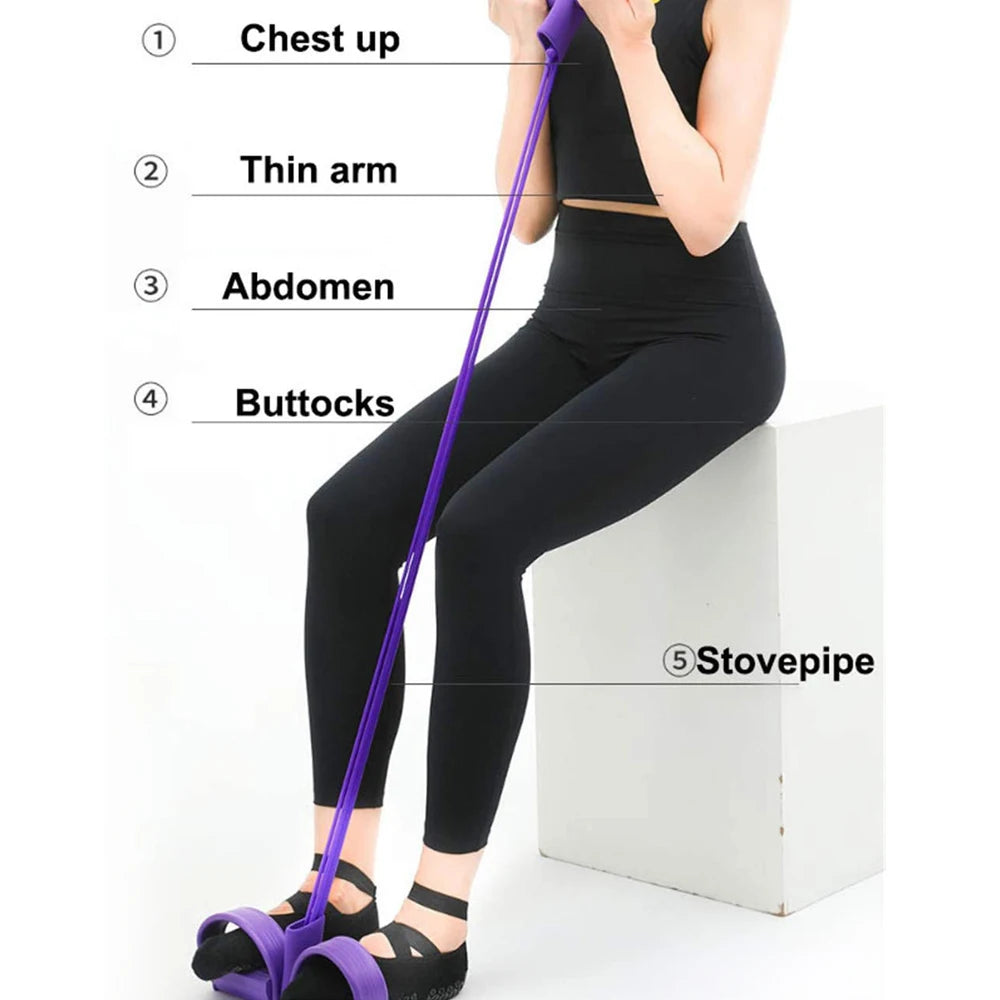 Resistance Bands 4 Tube Latex Pedal Exerciser for Fitness