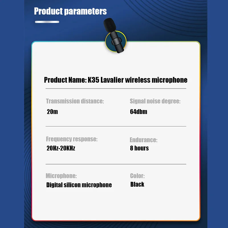 Wireless Lavalier Mic Bluetooth 5.0 for Camera & Smartphone