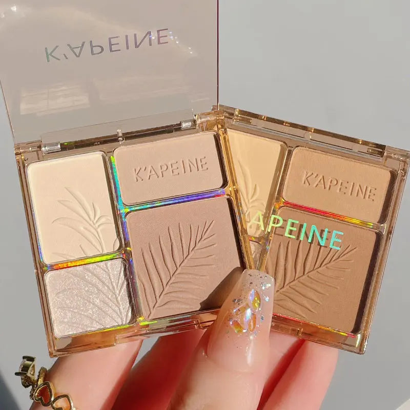 Matte Highlighter & Bronzer Palette - 4 Colors, Long-Lasting