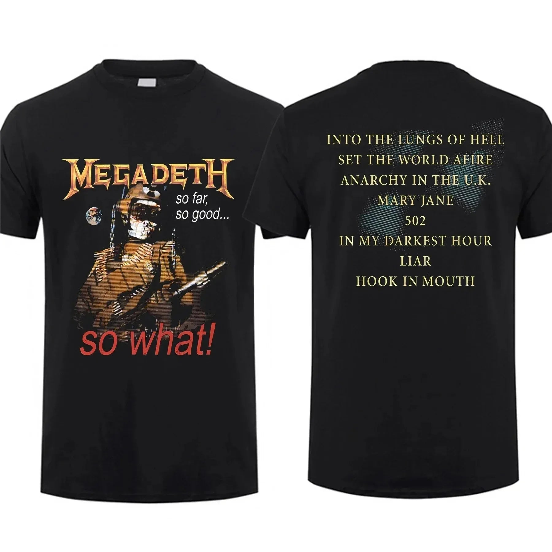 Men's Oversized Vintage Megadeth T-Shirt - Black, S-4XL