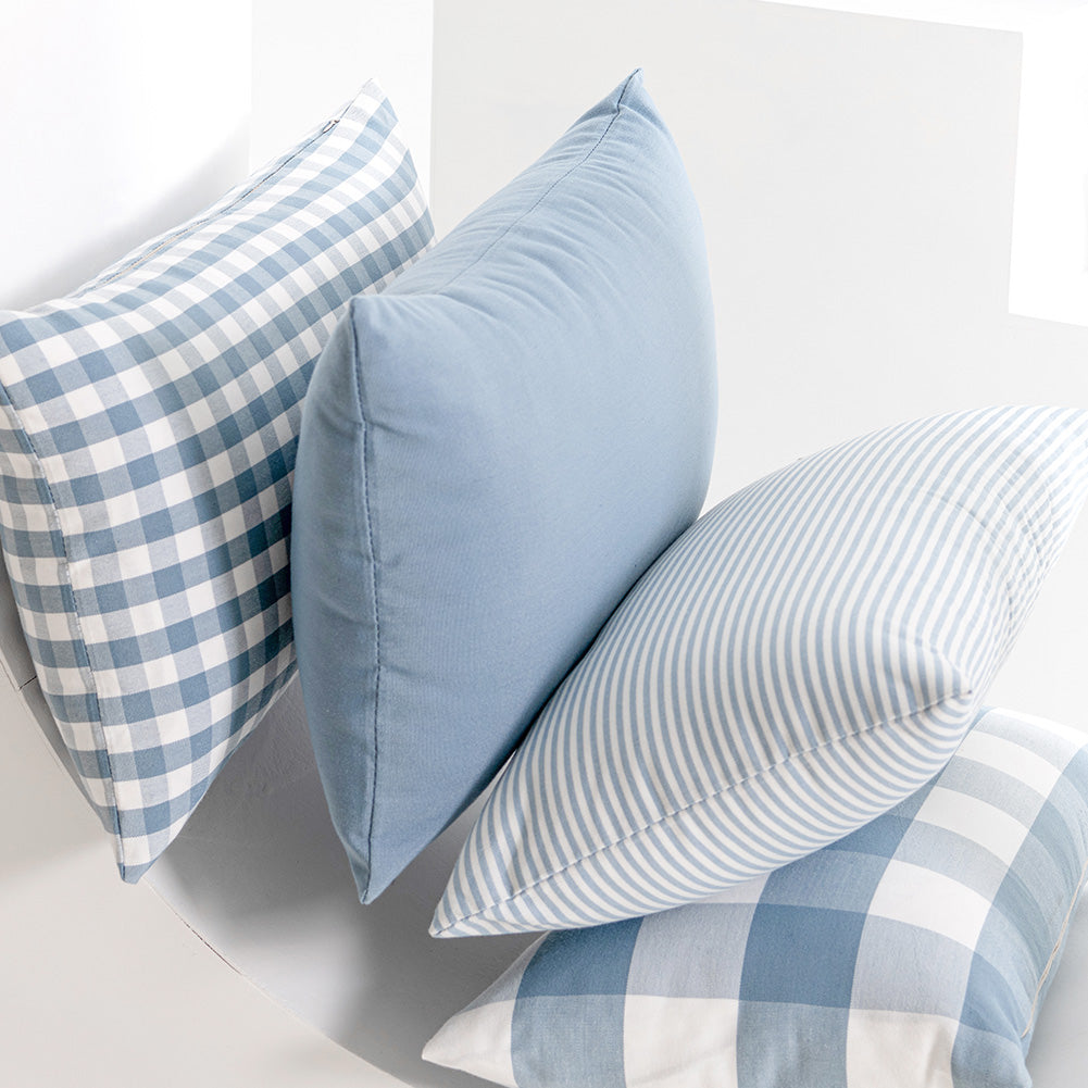 Light Blue Plaid Pillow Covers - Decorative Sofa Cushion 30x50cm