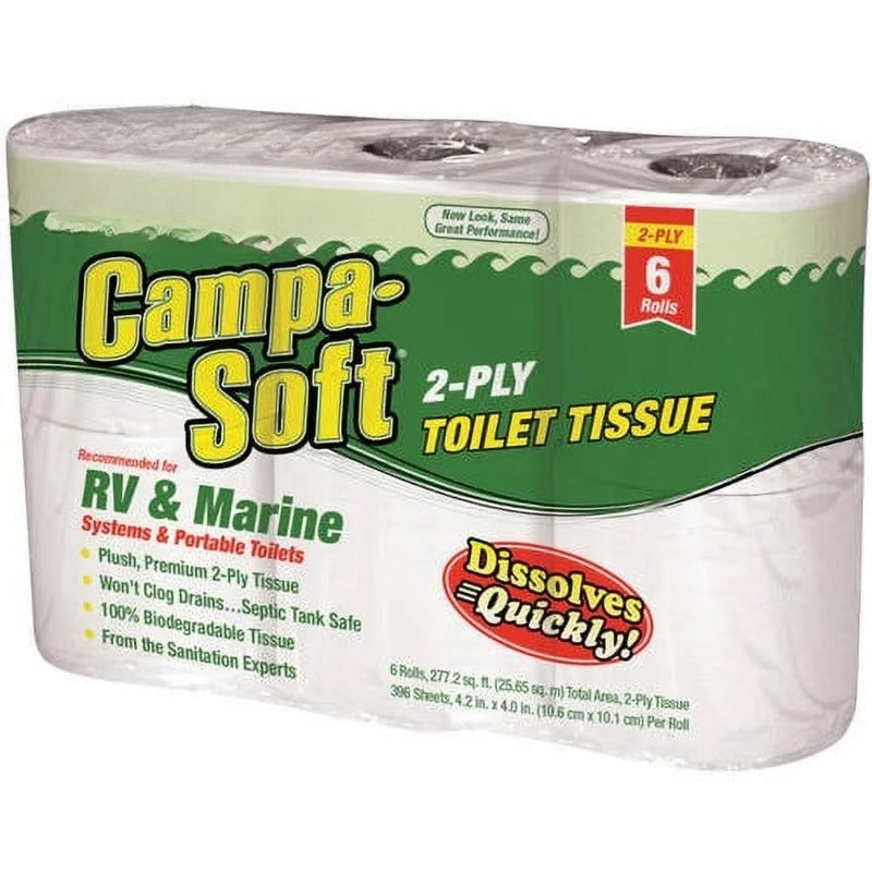 RV & Marine Toilet Paper 6 Rolls - Septic Safe & Dissolvable