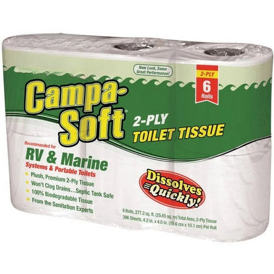 RV & Marine Toilet Paper 6 Rolls - Septic Safe & Dissolvable